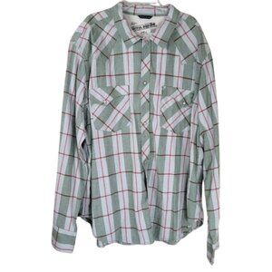 Artful Dodger Men 4X Green Plaid Western Snap Shirt Long Sleeve Casual Top